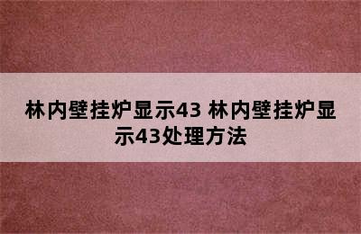 林内壁挂炉显示43 林内壁挂炉显示43处理方法